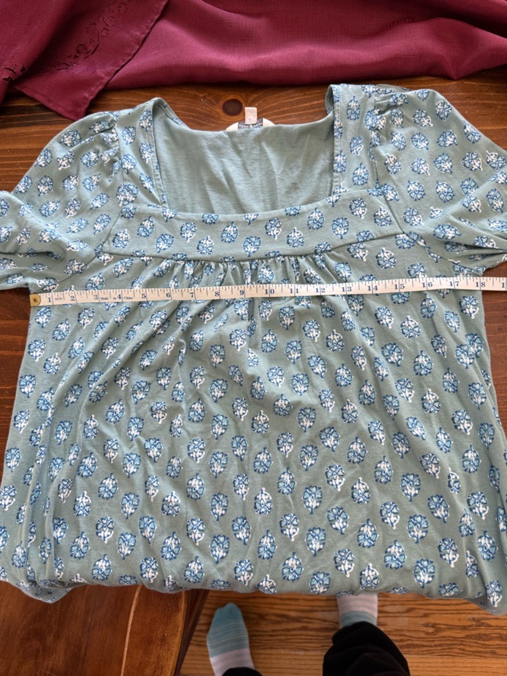 Lucky Brand green and blue floral long sleeve knit shirt size medium - Picture 5 of 7